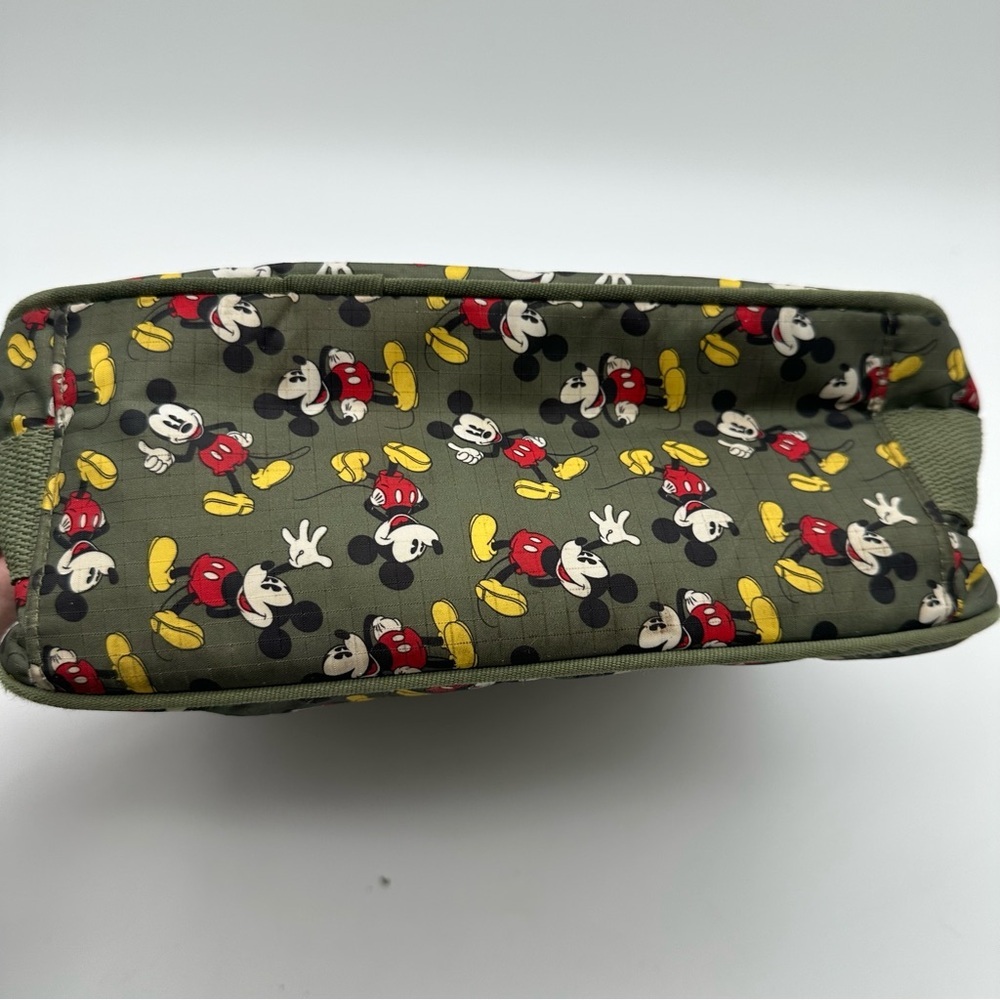 Disney Olive Green Mickey Mouse Nylon Shoulder Bag and Matching Cosmetics Case - Picture 9 of 16
